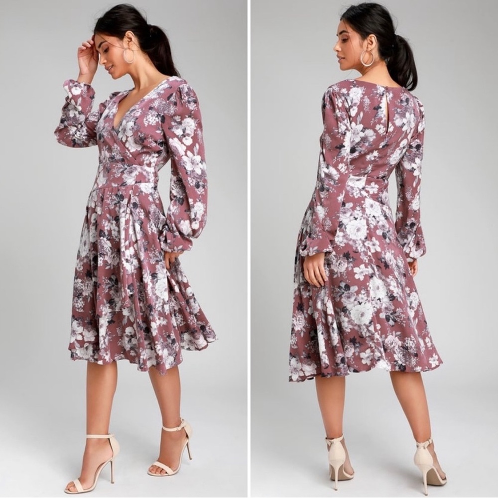 NWT Lulus long sleeve floral print dress